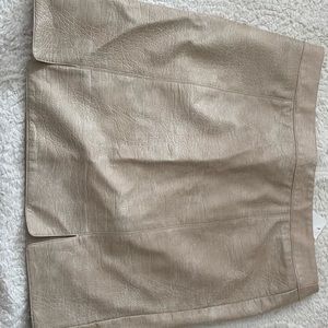 Cream faux leather skirt